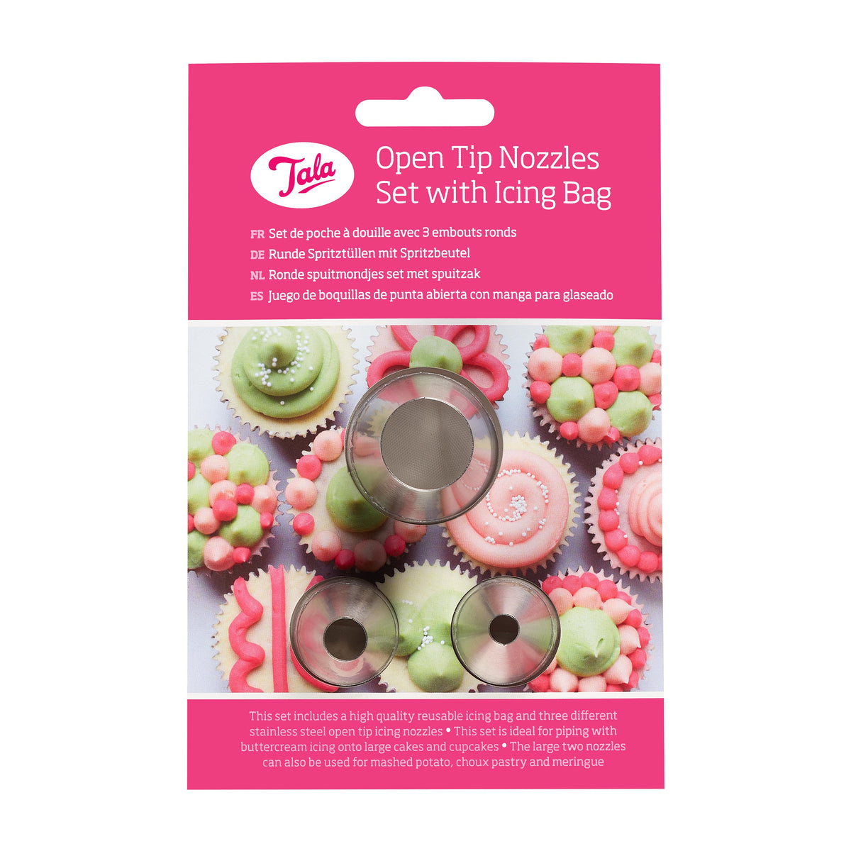 Tala 3 Open Tip Nozzles With Icing Bag Tala Cooking