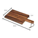 Tala Small Chunky Handled Board w Groove & Leather Tie in Lacquered Acacia