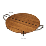 Tala Presentation Round Table w Metal Handles in Lacq Hevea