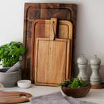 Tala Small Chunky Handled Board w Groove & Leather Tie in Lacquered Acacia